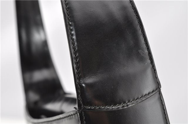 Authentic GUCCI Hand Shoulder Bag Purse Enamel Leather 0000506 Black 0003G