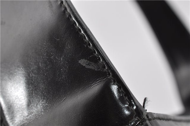 Authentic GUCCI Hand Shoulder Bag Purse Enamel Leather 0000506 Black 0003G