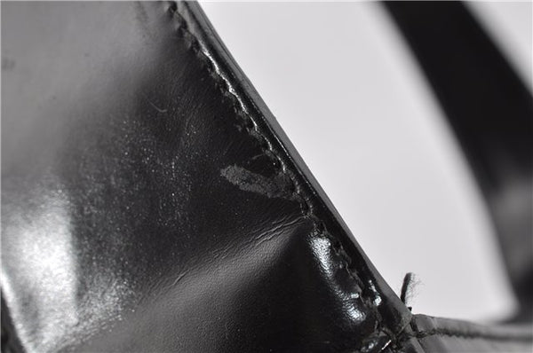 Authentic GUCCI Hand Shoulder Bag Purse Enamel Leather 0000506 Black 0003G