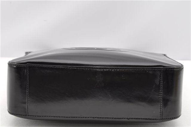 Authentic GUCCI Hand Shoulder Bag Purse Enamel Leather 0000506 Black 0003G