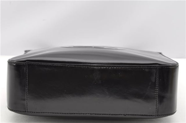 Authentic GUCCI Hand Shoulder Bag Purse Enamel Leather 0000506 Black 0003G