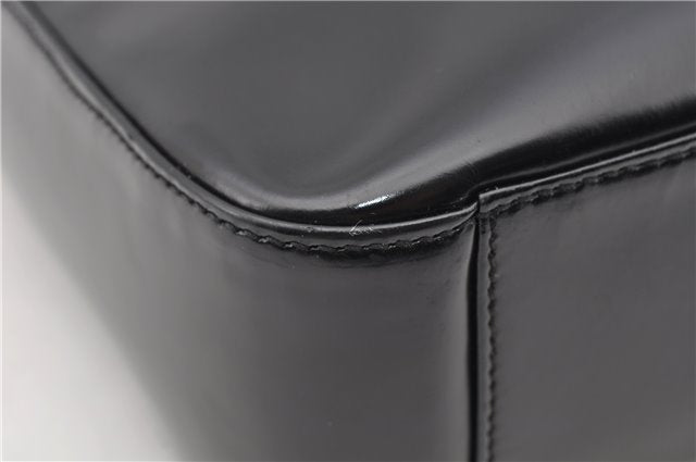 Authentic GUCCI Hand Shoulder Bag Purse Enamel Leather 0000506 Black 0003G