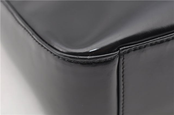 Authentic GUCCI Hand Shoulder Bag Purse Enamel Leather 0000506 Black 0003G