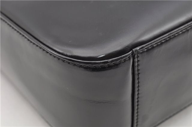 Authentic GUCCI Hand Shoulder Bag Purse Enamel Leather 0000506 Black 0003G