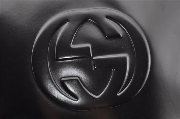 Authentic GUCCI Hand Shoulder Bag Purse Enamel Leather 0000506 Black 0003G