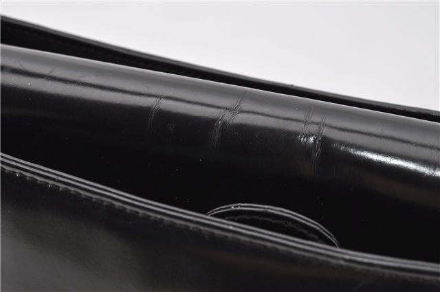 Authentic GUCCI Hand Shoulder Bag Purse Enamel Leather 0000506 Black 0003G