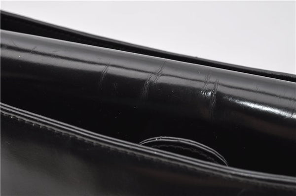 Authentic GUCCI Hand Shoulder Bag Purse Enamel Leather 0000506 Black 0003G