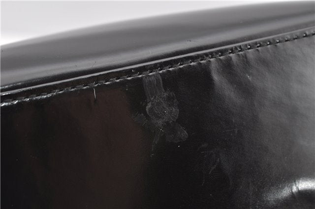 Authentic GUCCI Hand Shoulder Bag Purse Enamel Leather 0000506 Black 0003G