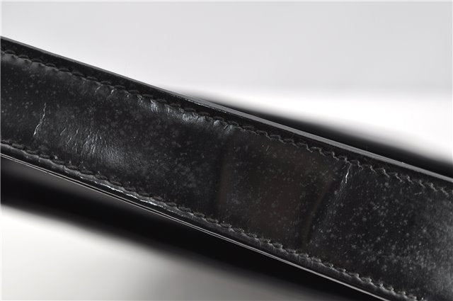 Authentic GUCCI Hand Shoulder Bag Purse Enamel Leather 0000506 Black 0003G