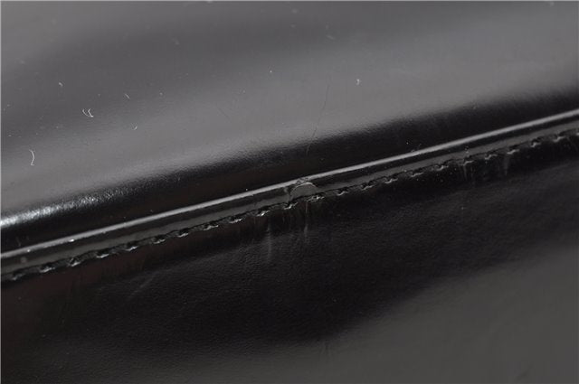 Authentic GUCCI Hand Shoulder Bag Purse Enamel Leather 0000506 Black 0003G