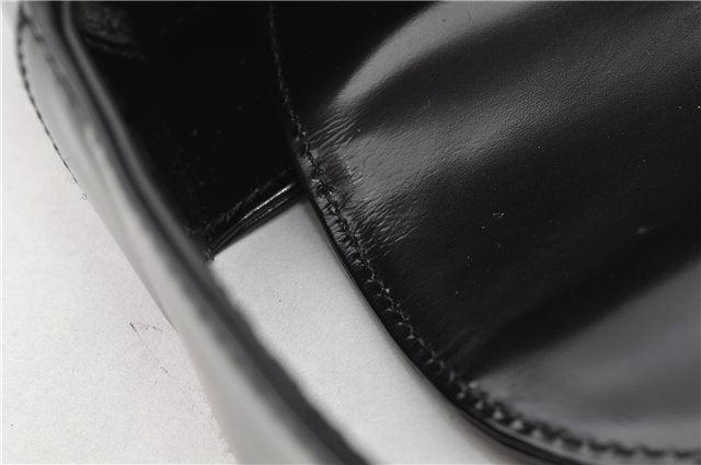 Authentic GUCCI Hand Shoulder Bag Purse Enamel Leather 0000506 Black 0003G