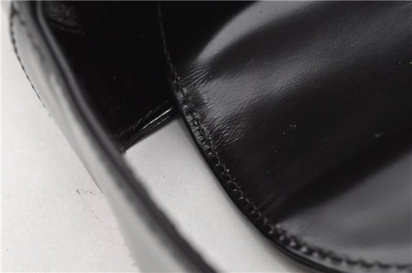 Authentic GUCCI Hand Shoulder Bag Purse Enamel Leather 0000506 Black 0003G