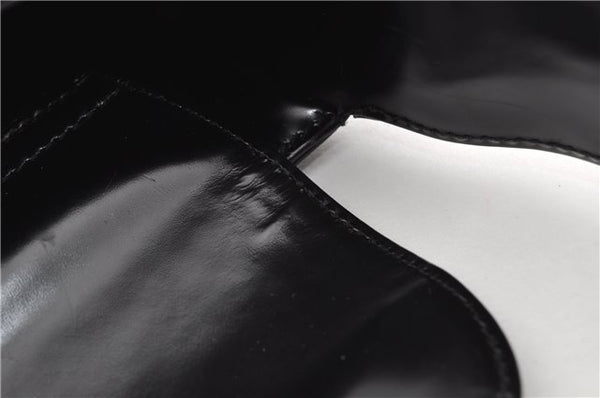 Authentic GUCCI Hand Shoulder Bag Purse Enamel Leather 0000506 Black 0003G