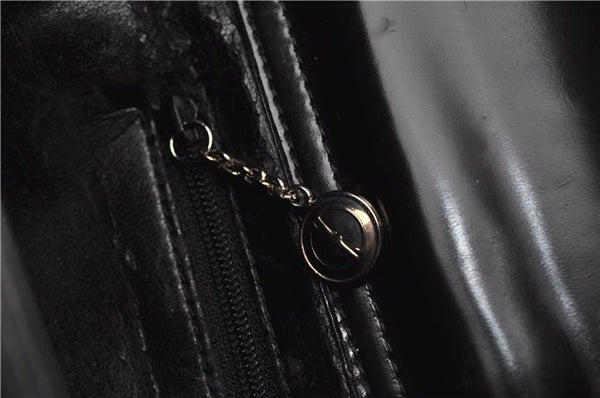 Authentic GUCCI Hand Shoulder Bag Purse Enamel Leather 0000506 Black 0003G