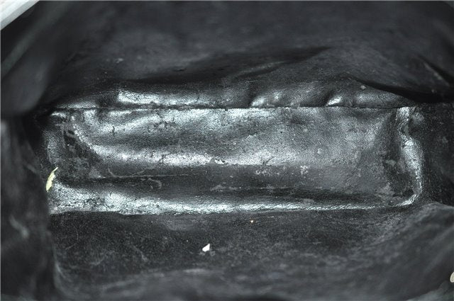 Authentic GUCCI Hand Shoulder Bag Purse Enamel Leather 0000506 Black 0003G