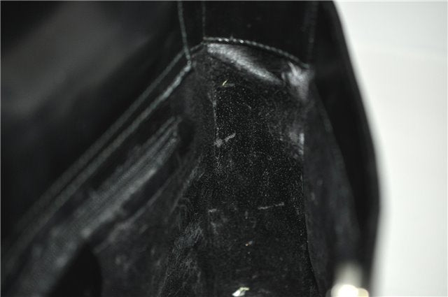 Authentic GUCCI Hand Shoulder Bag Purse Enamel Leather 0000506 Black 0003G