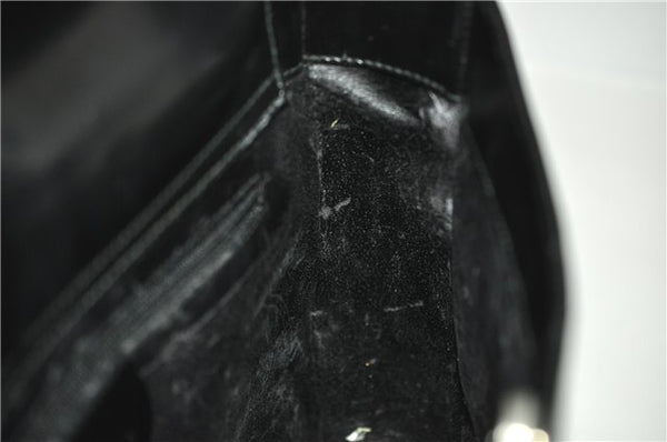 Authentic GUCCI Hand Shoulder Bag Purse Enamel Leather 0000506 Black 0003G