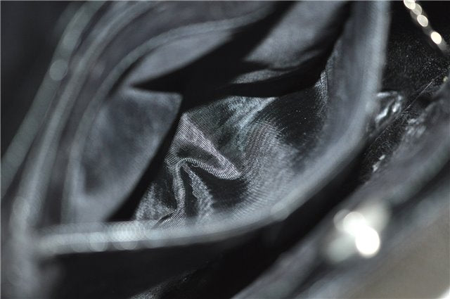 Authentic GUCCI Hand Shoulder Bag Purse Enamel Leather 0000506 Black 0003G