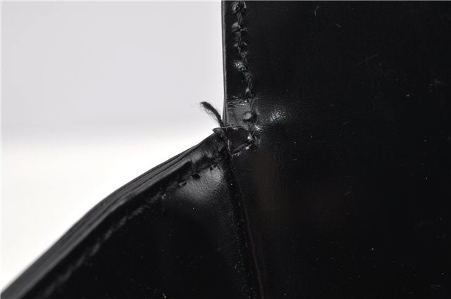 Authentic GUCCI Hand Shoulder Bag Purse Enamel Leather 0000506 Black 0003G