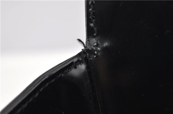 Authentic GUCCI Hand Shoulder Bag Purse Enamel Leather 0000506 Black 0003G