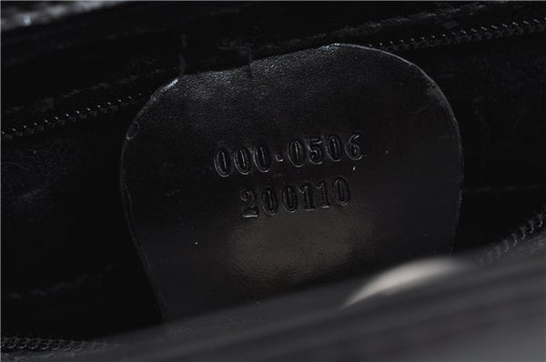 Authentic GUCCI Hand Shoulder Bag Purse Enamel Leather 0000506 Black 0003G