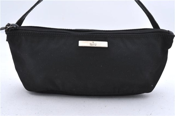Authentic GUCCI Vintage Hand Bag Purse Nylon Leather 0391103 Black 0004D