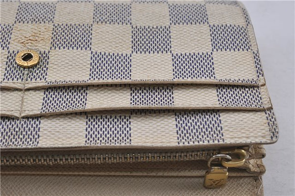 Authentic Louis Vuitton Damier Azur Portefeuille Sarah Wallet N61735 LV 0004G