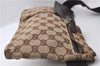 Authentic GUCCI Waist Body Bag GG Canvas Leather 28566 Brown 0005D