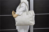 Authentic CHANEL New Travel Line Shoulder Tote Bag Nylon Leather White 0006D