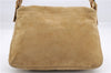 Authentic FENDI Mamma Baguette Shoulder Hand Bag Purse Suede Leather Beige 0006E