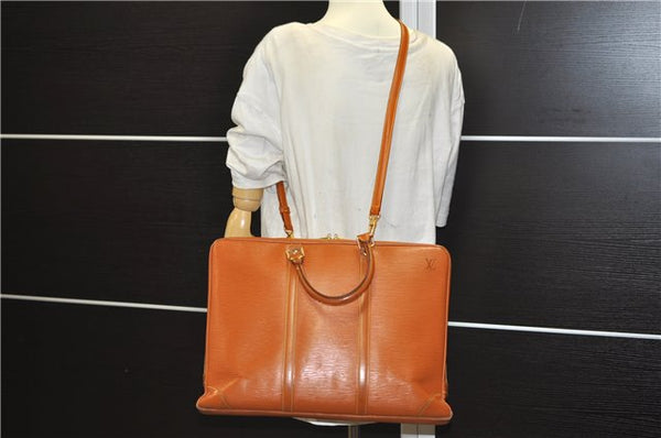 Auth Louis Vuitton Epi Porte Documents Voyage Brown Briefcase M54473 LV 0007E