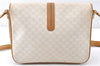 Authentic CELINE Macadam Blason Shoulder Cross Body Bag PVC Leather White 0007G