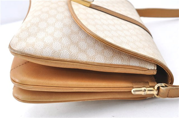 Authentic CELINE Macadam Blason Shoulder Cross Body Bag PVC Leather White 0007G