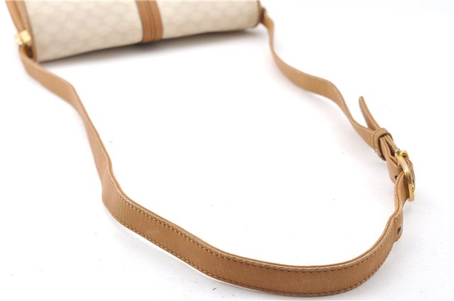Authentic CELINE Macadam Blason Shoulder Cross Body Bag PVC Leather White 0007G