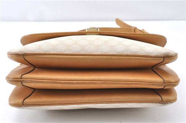 Authentic CELINE Macadam Blason Shoulder Cross Body Bag PVC Leather White 0007G