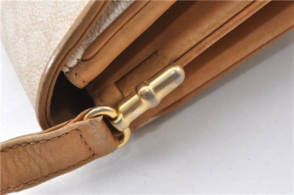 Authentic CELINE Macadam Blason Shoulder Cross Body Bag PVC Leather White 0007G