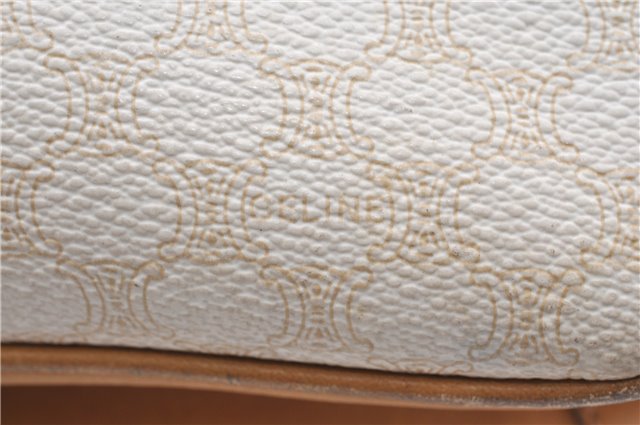 Authentic CELINE Macadam Blason Shoulder Cross Body Bag PVC Leather White 0007G