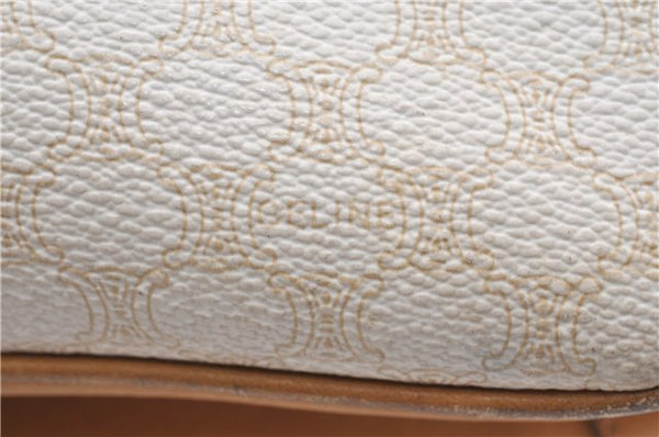Authentic CELINE Macadam Blason Shoulder Cross Body Bag PVC Leather White 0007G