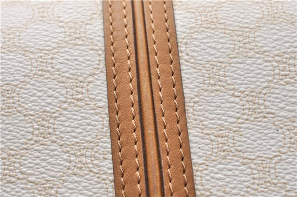 Authentic CELINE Macadam Blason Shoulder Cross Body Bag PVC Leather White 0007G