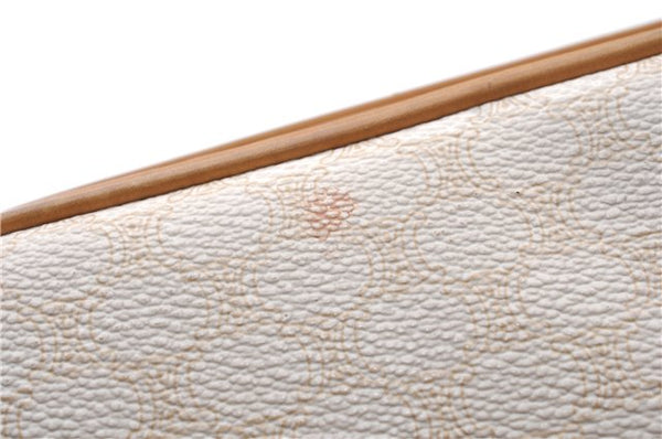 Authentic CELINE Macadam Blason Shoulder Cross Body Bag PVC Leather White 0007G
