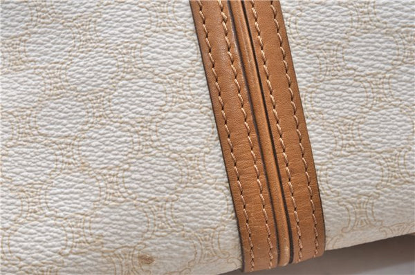 Authentic CELINE Macadam Blason Shoulder Cross Body Bag PVC Leather White 0007G