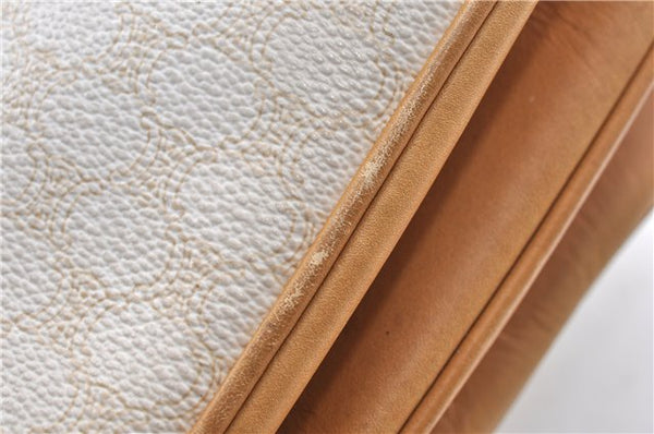 Authentic CELINE Macadam Blason Shoulder Cross Body Bag PVC Leather White 0007G