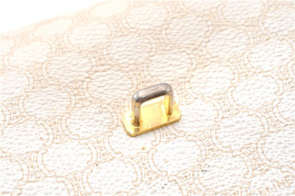 Authentic CELINE Macadam Blason Shoulder Cross Body Bag PVC Leather White 0007G
