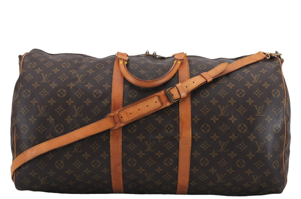 Auth Louis Vuitton Monogram Keepall Bandouliere 60 Boston Bag M41412 LV 0009E