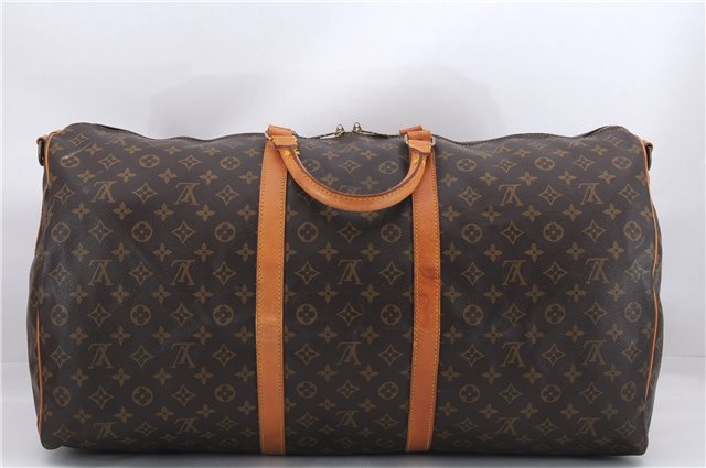 Auth Louis Vuitton Monogram Keepall Bandouliere 60 Boston Bag M41412 LV 0009E