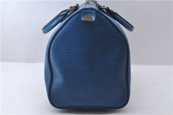 Authentic Louis Vuitton Epi Speedy 30 Hand Bag Purse Blue M43005 LV 0010D