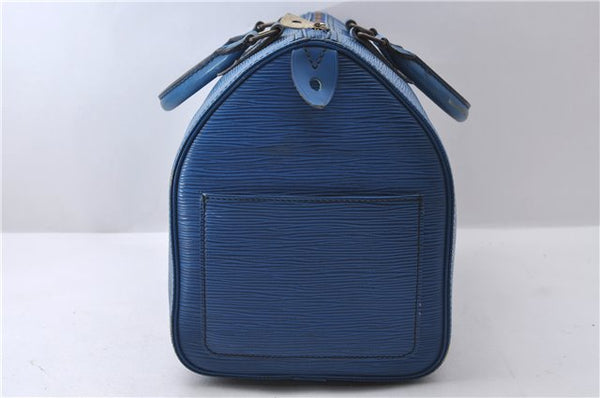 Authentic Louis Vuitton Epi Speedy 30 Hand Bag Purse Blue M43005 LV 0010D