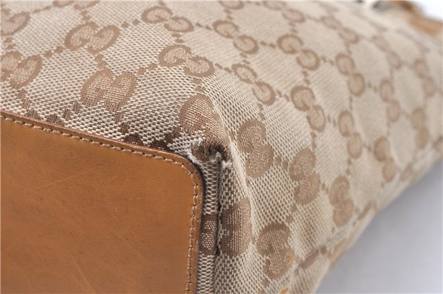 Authentic GUCCI Hand Shoulder Bag Purse GG Canvas Leather 1099 Brown 0011G