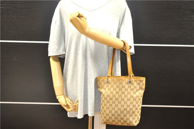 Authentic GUCCI Hand Shoulder Bag Purse GG Canvas Leather 1099 Brown 0011G