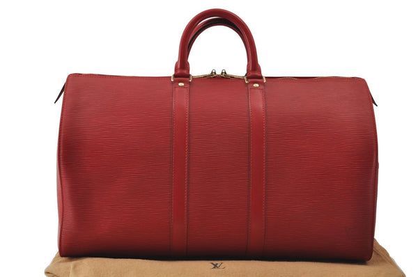 Authentic Louis Vuitton Epi Keepall 45 Boston Travel Bag Red M42977 LV 0012E